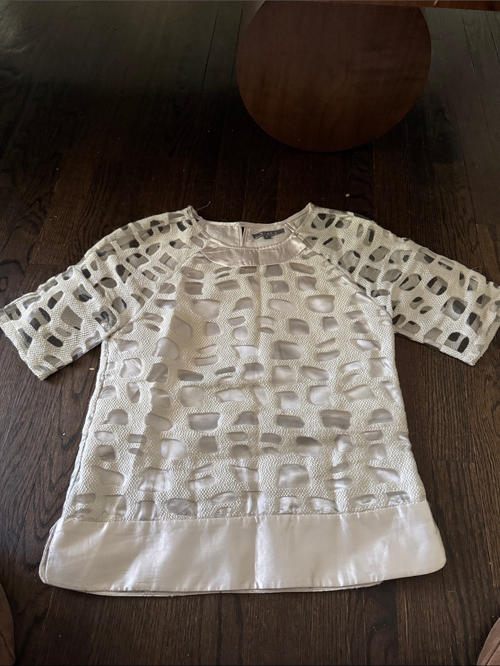 Gracia White Cutout Overlay Top for Girls